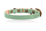 Land of Meow Linny Cat Collar Baby Green with Antique Bronze Bell Back