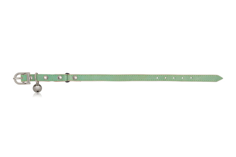 Land of Meow Linny Cat Collar Baby Green with Silver Bell Flat