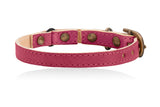 Land of Meow Linny Cat Collar Fuchsia Pink with Antique Bronze Bell Back