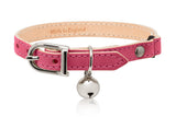 Land of Meow Linny Cat Collar Fuchsia Pink with Silver Bell Front