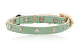 Land of Meow Linny Cat Collar Green Swarovski Crystal with Gold Bell Back