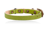 Land of Meow Linny Cat Collar Lime Green with Antique Bronze Bell Back