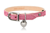 Land of Meow Linny Luxury Cat Collar Pink with Silver Heart Charm Front